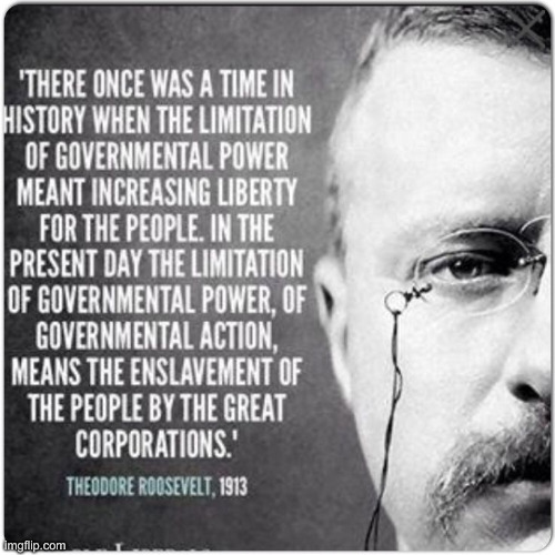 Hear Hear ! | image tagged in teddy roosevelt quote,political meme,politics,funny memes,funny,corporate greed | made w/ Imgflip meme maker