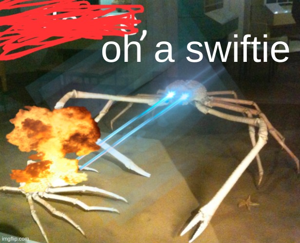 swiftie stupid | oh a swiftie | image tagged in silence crab | made w/ Imgflip meme maker