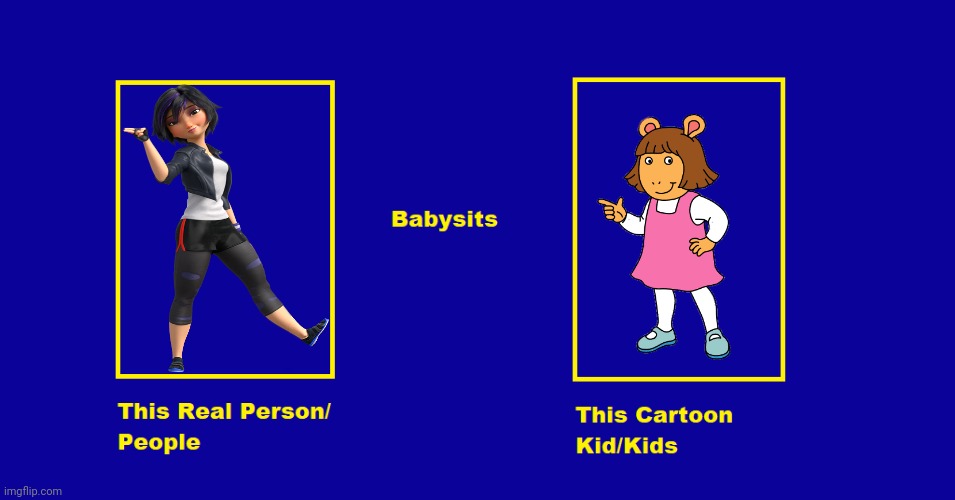 GoGo Tomago Babysits DW | image tagged in what if this person babysits this cartoon kid,arthur meme,dw read,gogo tomago,big hero 6,goanimate | made w/ Imgflip meme maker