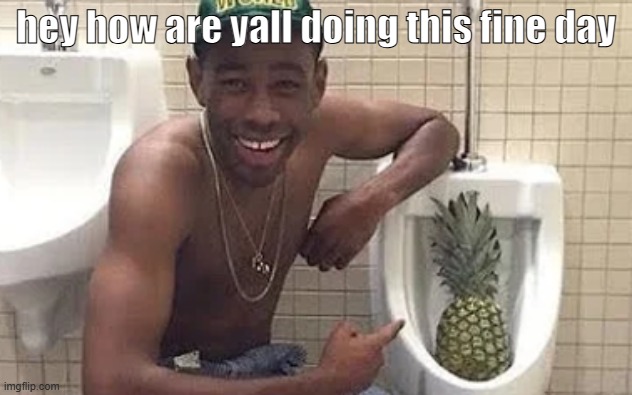 tyler pineapple | hey how are yall doing this fine day | image tagged in tyler pineapple | made w/ Imgflip meme maker