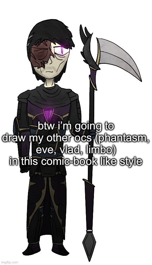 btw i’m going to draw my other ocs (phantasm, eve, vlad, limbo) in this comic-book like style | image tagged in nova - definitive - no helmet | made w/ Imgflip meme maker
