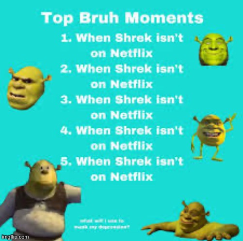 When is shrek on netflix | made w/ Imgflip meme maker