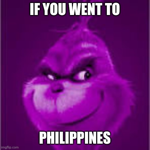 purple grinch | IF YOU WENT TO; PHILIPPINES | image tagged in purple grinch | made w/ Imgflip meme maker