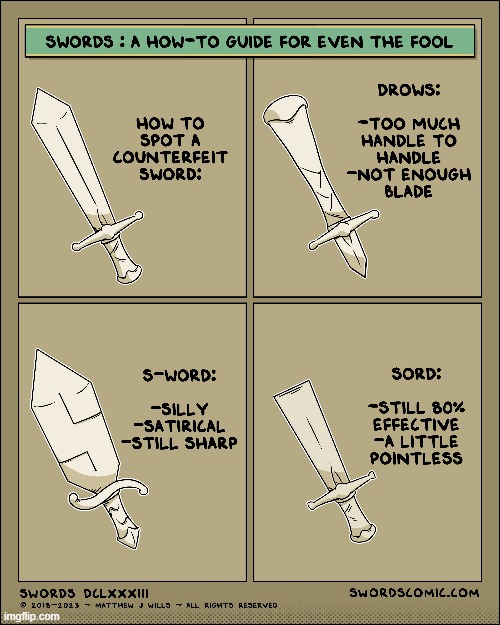 image tagged in swords,guide,sword,counterfeit | made w/ Imgflip meme maker