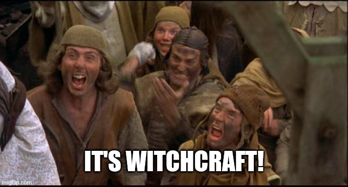 Monty Python witch | IT'S WITCHCRAFT! | image tagged in monty python witch | made w/ Imgflip meme maker