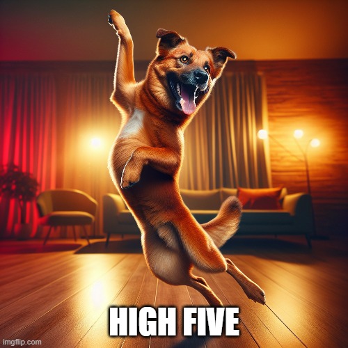 HIGH FIVE | image tagged in dogo,meme | made w/ Imgflip meme maker