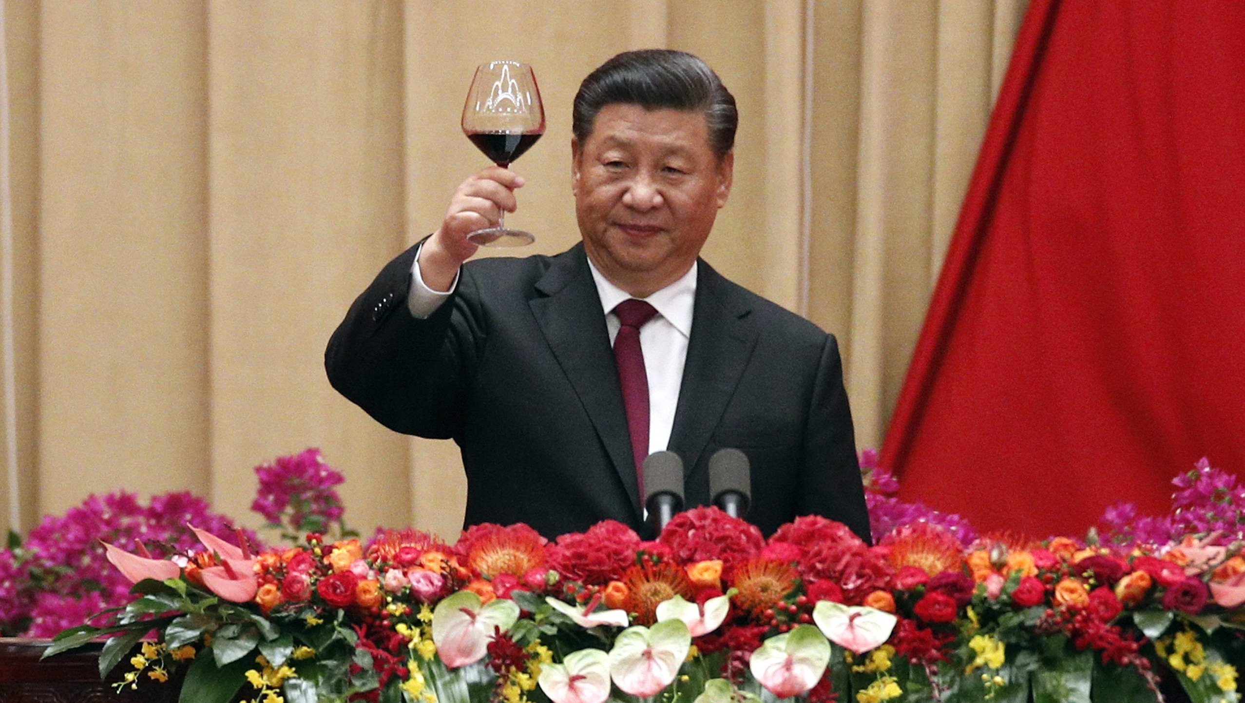 Xi Jinping holding wine glass Blank Meme Template