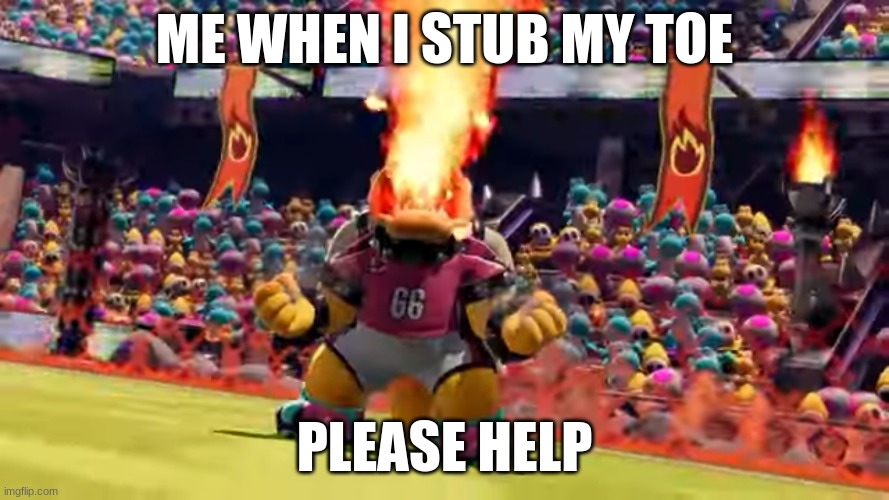 Stubbed Toe MSBL | ME WHEN I STUB MY TOE; PLEASE HELP | image tagged in mario | made w/ Imgflip meme maker