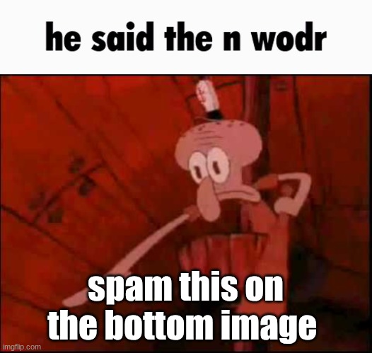 he said the n wodr | spam this on the bottom image | image tagged in he said the n wodr | made w/ Imgflip meme maker