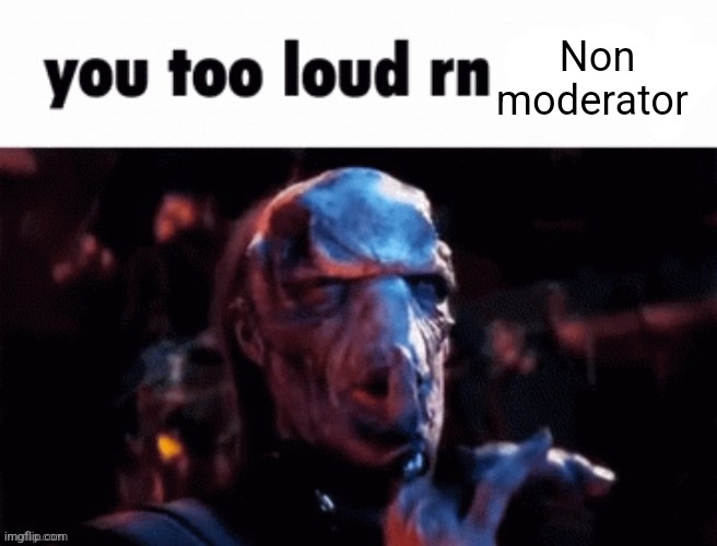 You too loud rn | Non moderator | image tagged in you too loud rn | made w/ Imgflip meme maker