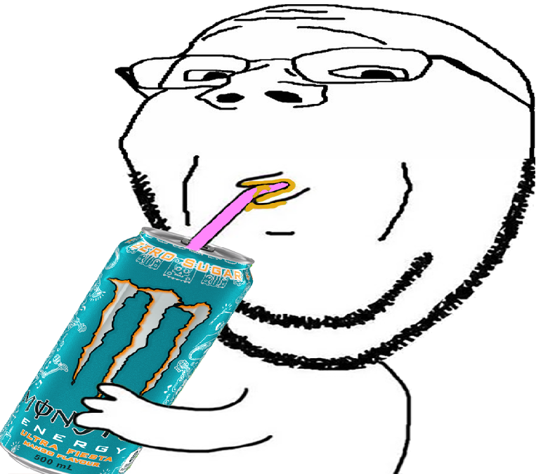 Soyjak drinks monster energy drink Blank Meme Template