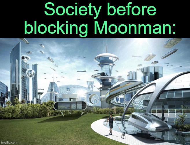 . | Society before blocking Moonman: | image tagged in the future world if | made w/ Imgflip meme maker