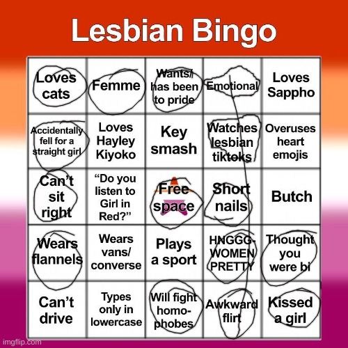 Lesbian bingo | image tagged in lesbian bingo | made w/ Imgflip meme maker