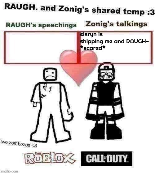 RAUGH. and Zonig's shared temp :3 | eisryn is shipping me and RAUGH-
*scared* | image tagged in raugh and zonig's shared temp 3 | made w/ Imgflip meme maker