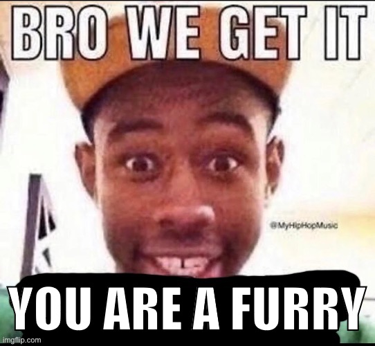 Bro we get it (blank) | YOU ARE A FURRY | image tagged in bro we get it blank | made w/ Imgflip meme maker