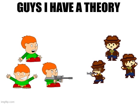 Pico and Clover are cousins | image tagged in guys i have a theory,guns | made w/ Imgflip meme maker