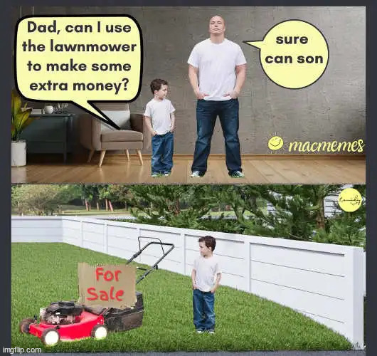 Making money with a lawnmower | image tagged in repost,lawnmower,money | made w/ Imgflip meme maker