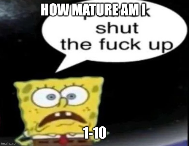Patrick shut the fuck up | HOW MATURE AM I; 1-10 | image tagged in patrick shut the fuck up | made w/ Imgflip meme maker
