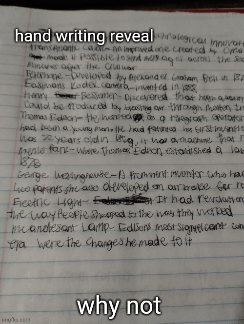 Fucking APUSH notes I hate them | hand writing reveal; why not | made w/ Imgflip meme maker
