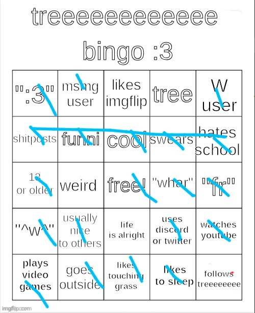 treeeeeeeeee bingo :3 | image tagged in treeeeeeeeee bingo 3 | made w/ Imgflip meme maker