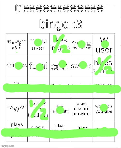 treeeeeeeeee bingo :3 | image tagged in treeeeeeeeee bingo 3 | made w/ Imgflip meme maker