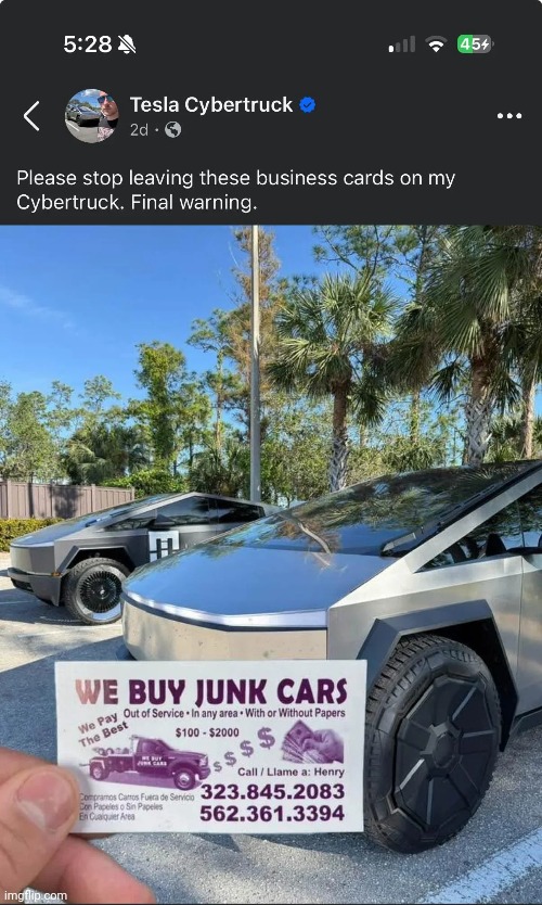 Why'd he buy a cybertruck? Is he stupid? | made w/ Imgflip meme maker