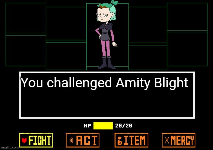 Undertale battle | You challenged Amity Blight | image tagged in blank undertale battle | made w/ Imgflip meme maker