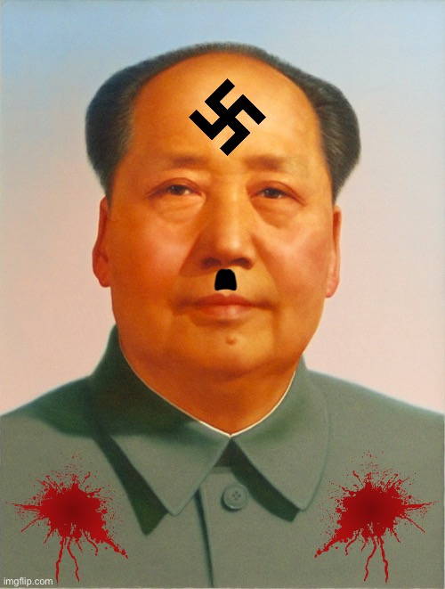 Mao Zedong killing more than Hitler, causing the holocaust be like: | image tagged in mao zedong,adolf hitler,nazi | made w/ Imgflip meme maker