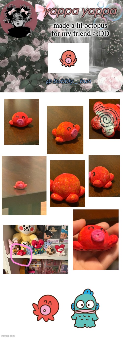 rahh so cutee | made a lil octopus for my friend >:DD | image tagged in bubbly _ bun's temp,memes,blank transparent square | made w/ Imgflip meme maker