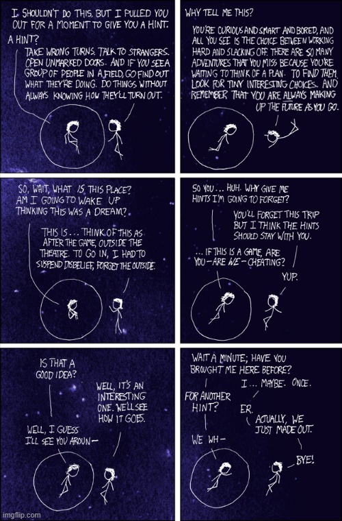 "Making out with yourself: now an official XKCD theme? Troubling." | image tagged in bubble,space,clone,wisdom,make out,hold up | made w/ Imgflip meme maker