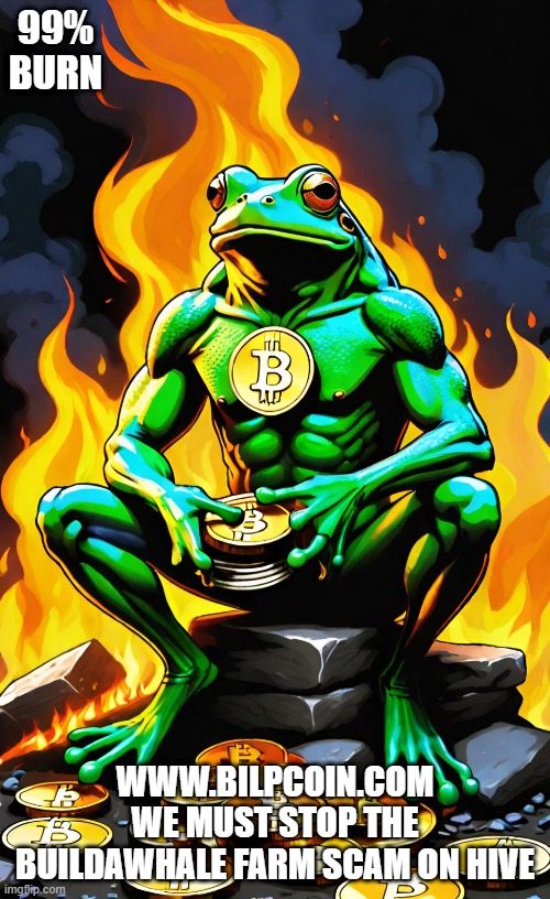 99% BURN; WWW.BILPCOIN.COM WE MUST STOP THE BUILDAWHALE FARM SCAM ON HIVE | made w/ Imgflip meme maker