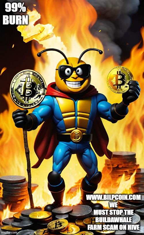 99% BURN; WWW.BILPCOIN.COM WE MUST STOP THE BUILDAWHALE FARM SCAM ON HIVE | made w/ Imgflip meme maker