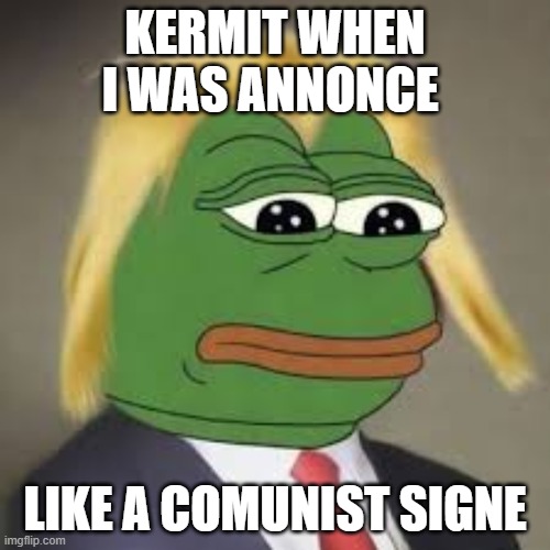 kermite sad | KERMIT WHEN I WAS ANNONCE; LIKE A COMUNIST SIGNE | made w/ Imgflip meme maker