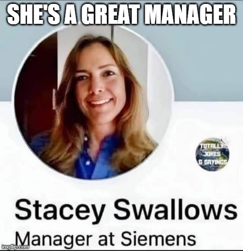 Manager | SHE'S A GREAT MANAGER | image tagged in sex jokes | made w/ Imgflip meme maker