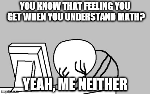 Math Sucks!!!!! | YOU KNOW THAT FEELING YOU GET WHEN YOU UNDERSTAND MATH? YEAH, ME NEITHER | image tagged in memes,computer guy facepalm | made w/ Imgflip meme maker