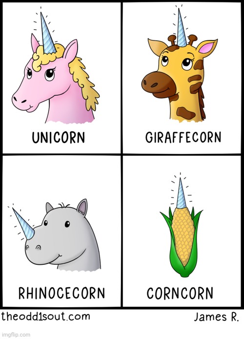 Corn | image tagged in corn,corn on the cob,comics,comics/cartoons,unicorn,rhino | made w/ Imgflip meme maker