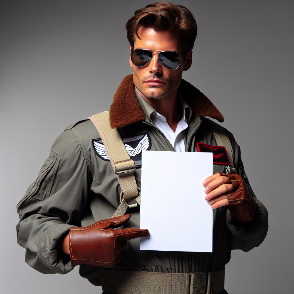 top gun actor holding an plain white paper size A4 Blank Meme Template