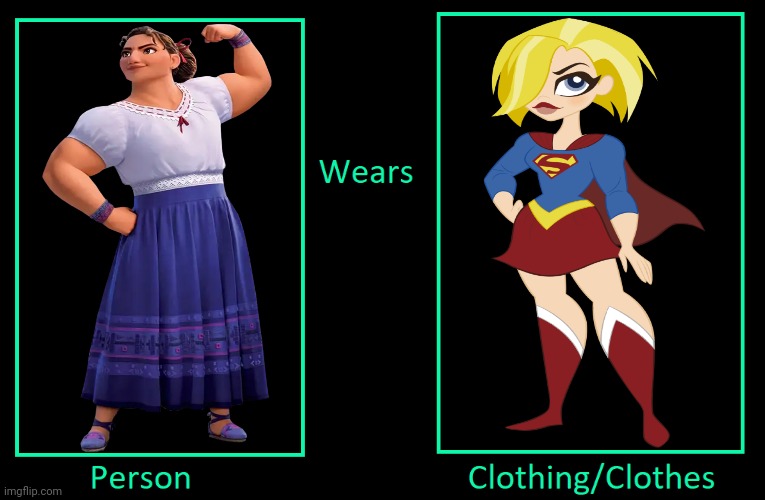 What if Luisa Madrigal Wears Supergirl's Outfit | image tagged in what if person wears clothing meme,luisa madrigal,encanto,encanto meme,supergirl,dc superhero girls | made w/ Imgflip meme maker