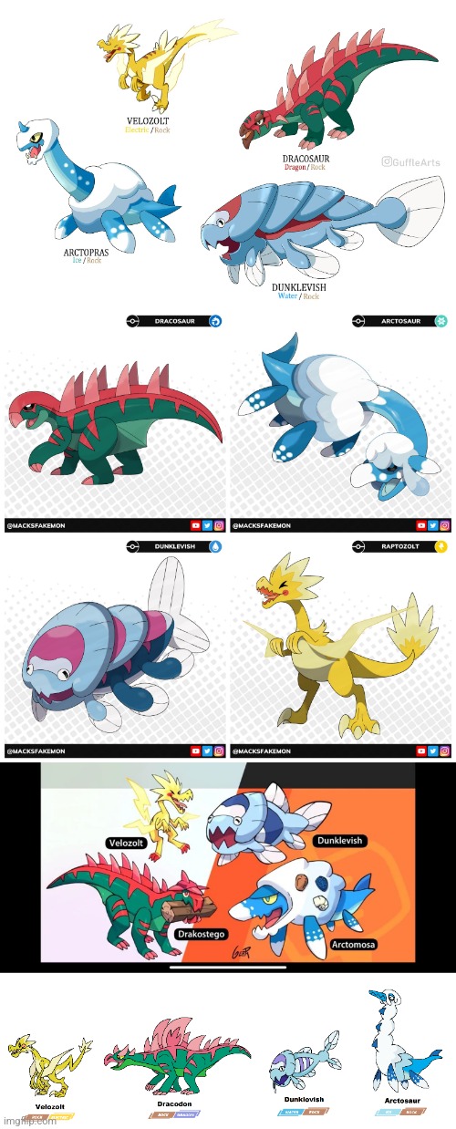 The many interpretations of what would the Galar Fossil Pokemon look like if corrected | made w/ Imgflip meme maker