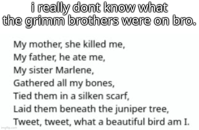 i really dont know what the grimm brothers were on bro. | made w/ Imgflip meme maker