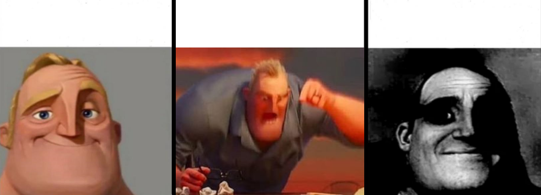 Mr. Incredible 3 stage Blank Meme Template