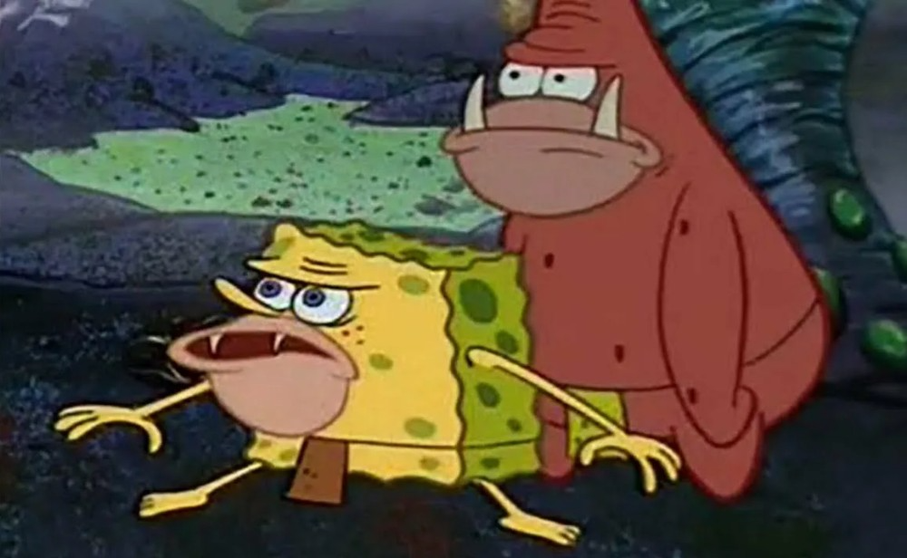 neanderthal spongebob Blank Meme Template