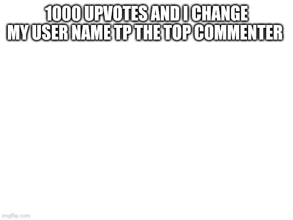 1000 UPVOTES AND I CHANGE MY USER NAME TP THE TOP COMMENTER | image tagged in upvotes | made w/ Imgflip meme maker