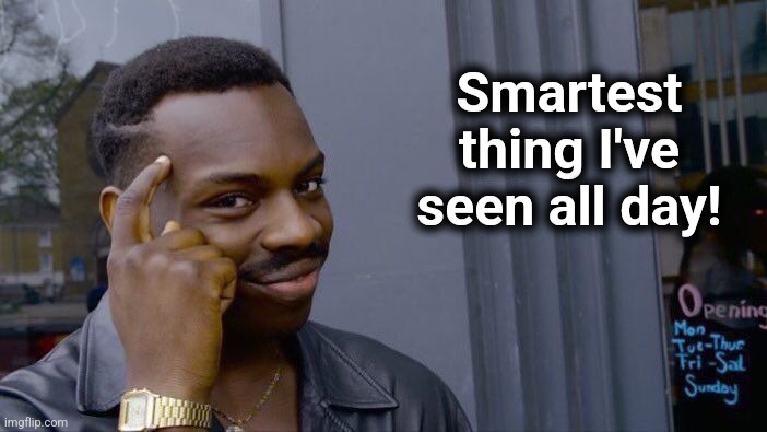 Roll Safe Think About It Meme | Smartest
thing I've
seen all day! | image tagged in memes,roll safe think about it | made w/ Imgflip meme maker