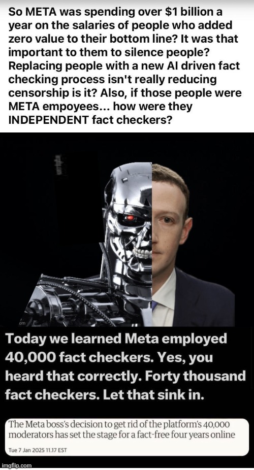 Mark Zuckerberg's 40, 000 phony fact checkers | image tagged in marx cuckerborg 50 cyborg,fact check,scammers | made w/ Imgflip meme maker