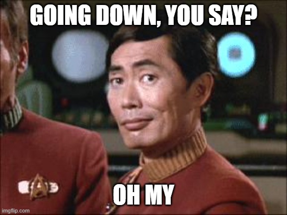Sulu Oh My | GOING DOWN, YOU SAY? OH MY | image tagged in sulu oh my | made w/ Imgflip meme maker