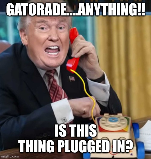 I'm the president | GATORADE....ANYTHING!! IS THIS THING PLUGGED IN? | image tagged in i'm the president | made w/ Imgflip meme maker