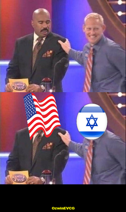 Personal Flag Bubble | OzwinEVCG | image tagged in steve harvey shoulder touch,political humor,america first,america last,israel first,israel last | made w/ Imgflip meme maker