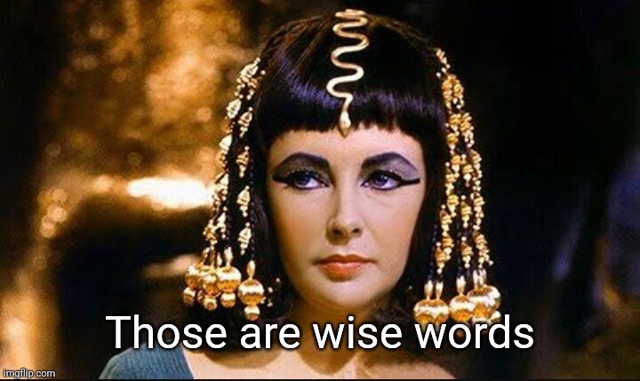 Cleopatra | Those are wise words | image tagged in cleopatra | made w/ Imgflip meme maker