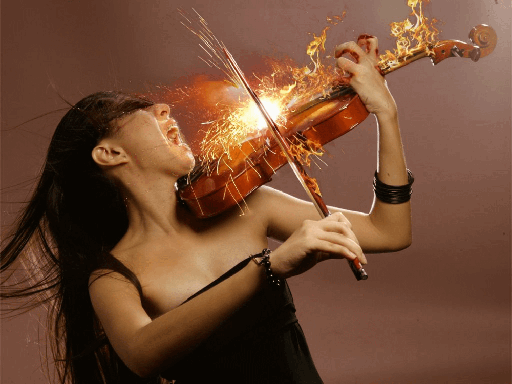Flaming violin Blank Meme Template